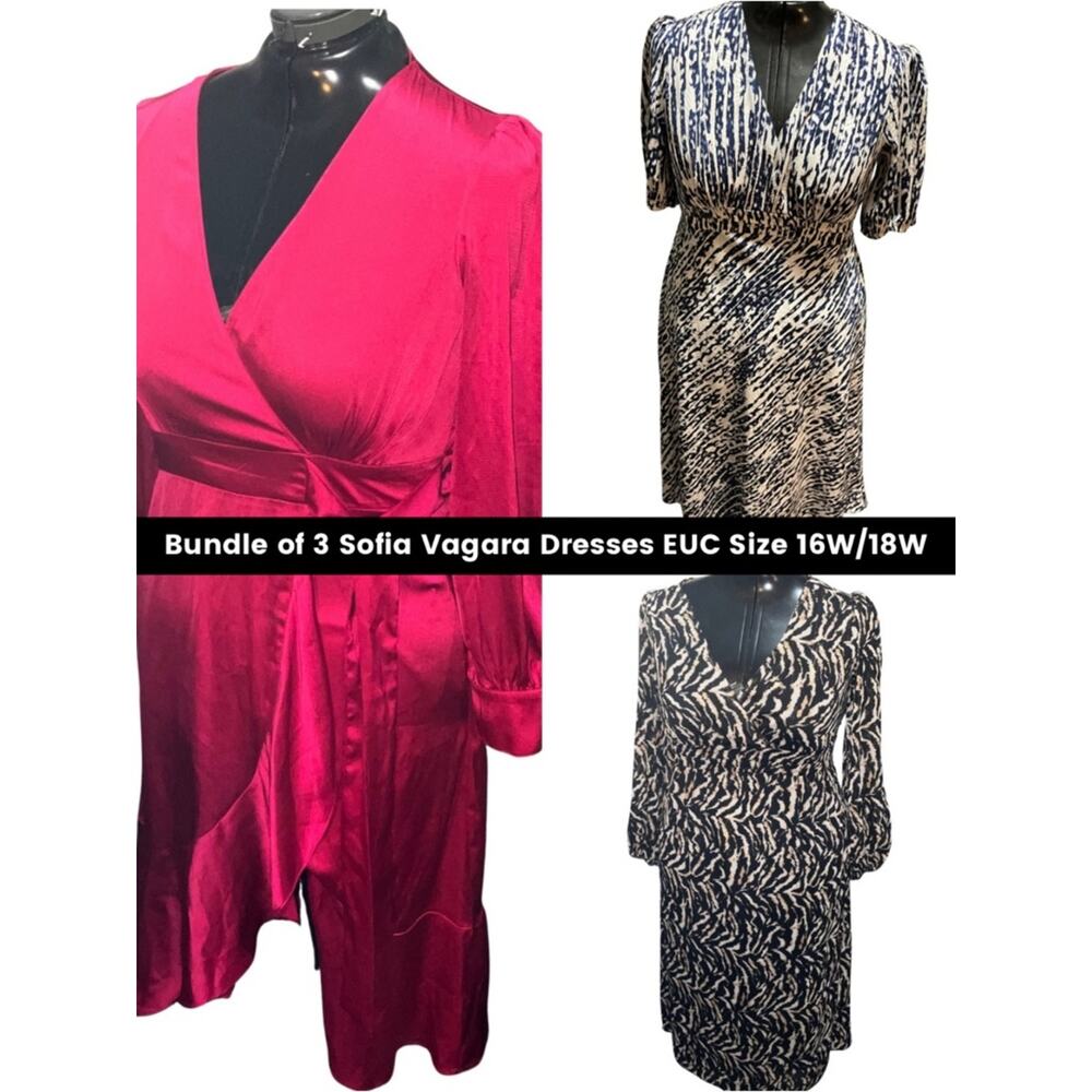 Sofia Jeans Sofia Vergara 3 Dress Bundle EUC Pink Zebra Navy 16W 18W Plus